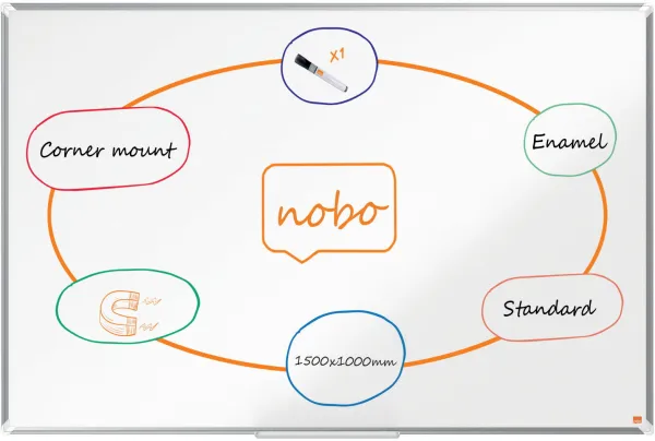 Nobo Premium Plus emaljeret whiteboard 150x100cm hvid